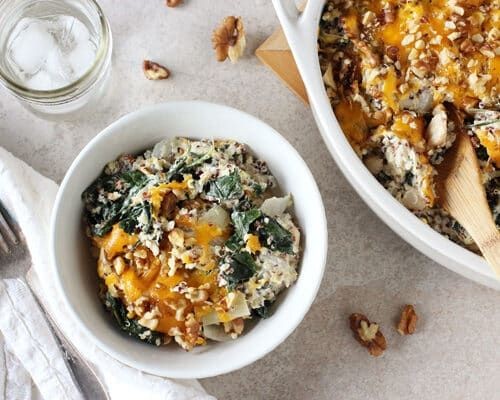 Quinoa Kale Casserole with Cheese and Herbs