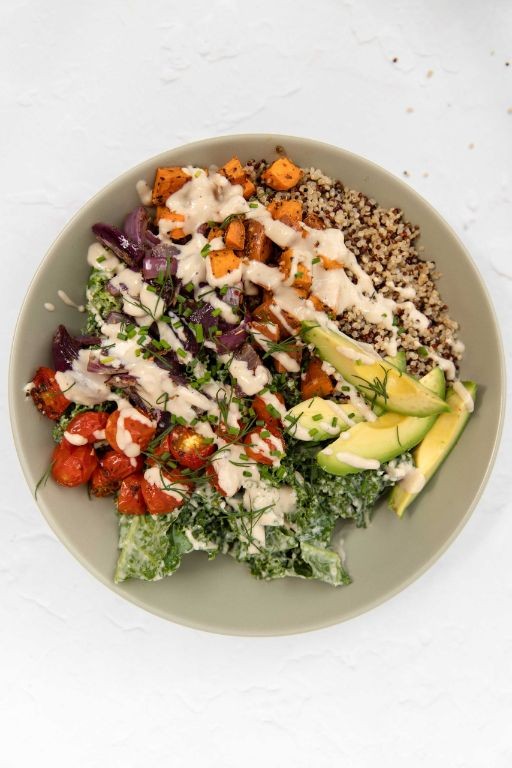 Quinoa and Avocado Power Bowl with Lemon Tahini Dressing
