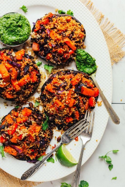 Quinoa and Black Bean Stuffed Mushrooms