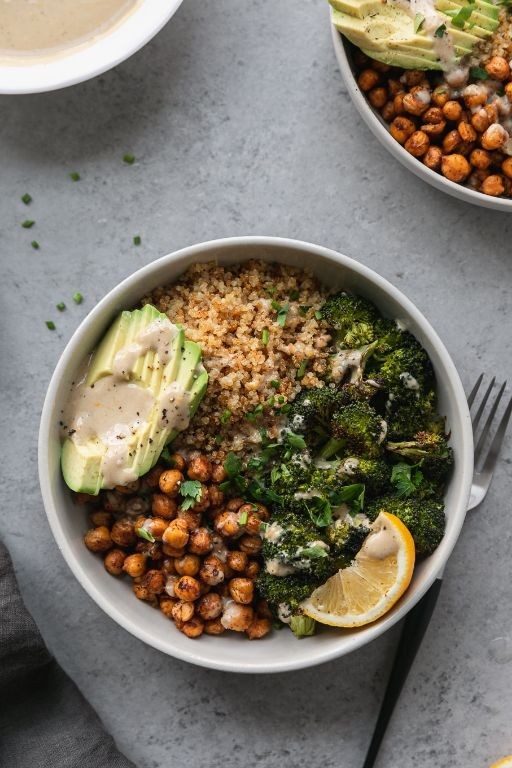 Quinoa and Chickpea Power Bowl with Tahini Dressing