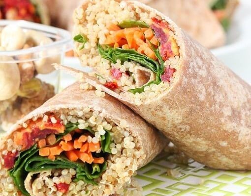 Quinoa and Kale Power Wraps with Hummus