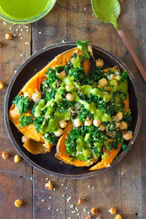 Quinoa and Kale Stuffed Sweet Potatoes