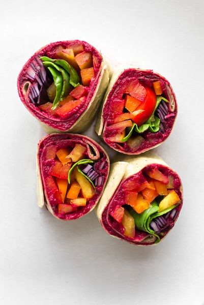 Rainbow Veggie Pinwheels with Hummus