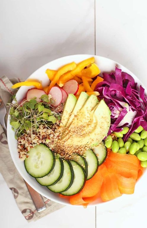 Rainbow Veggie Power Bowl with Miso Dressing