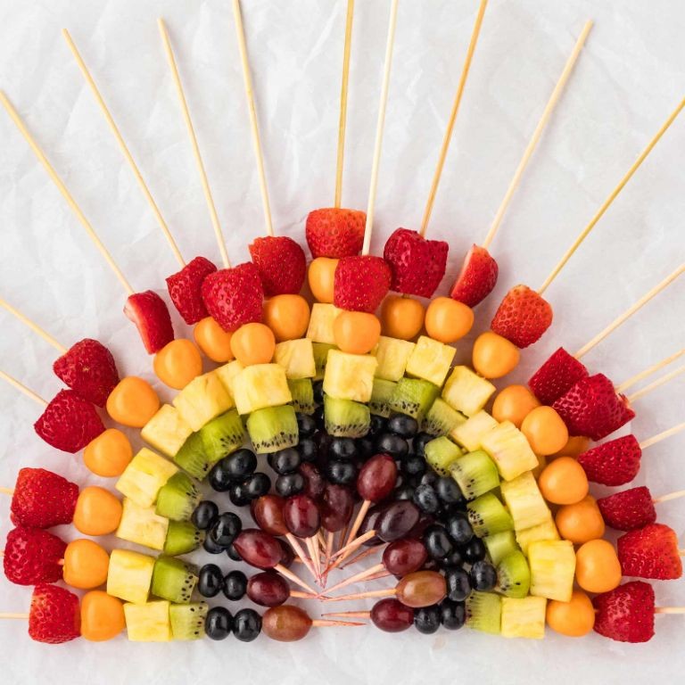 Rainbow fruit skewers