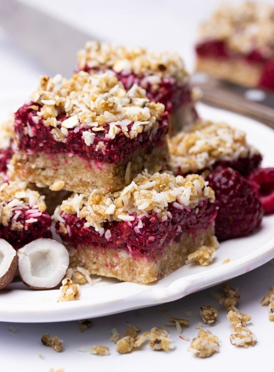 Raspberry Coconut No-Bake Bars