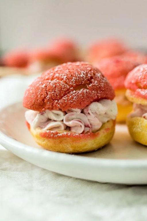 Raspberry Mousse Filled Profiteroles