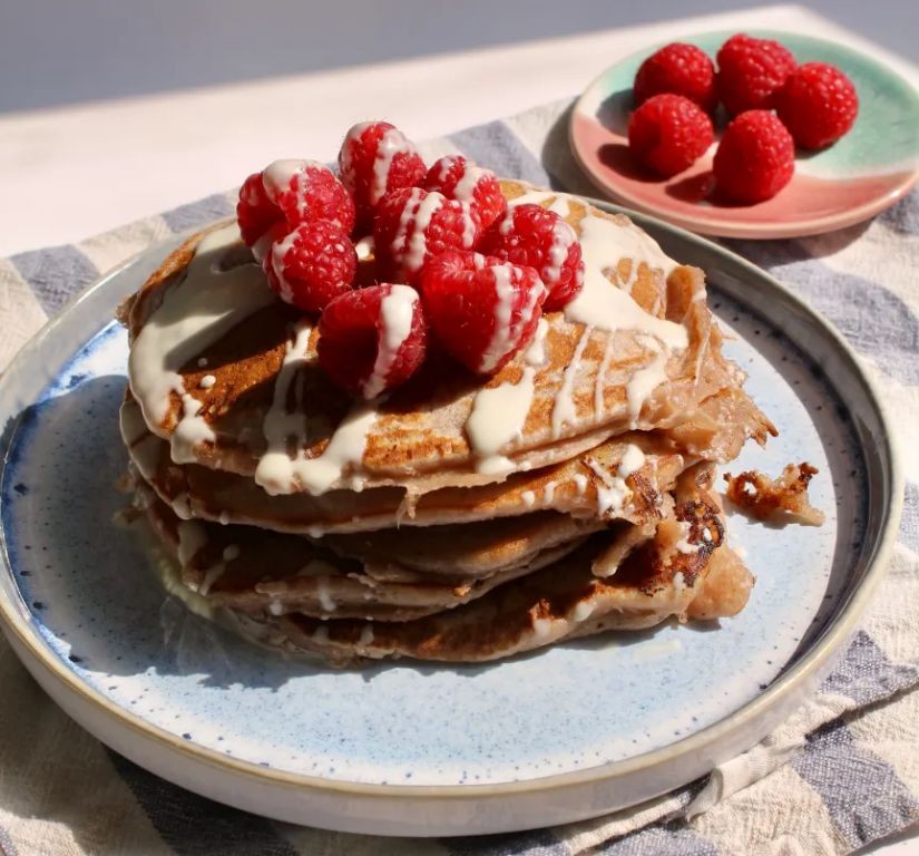 Raspberry White Chocolate Sweet Cream Pancakes