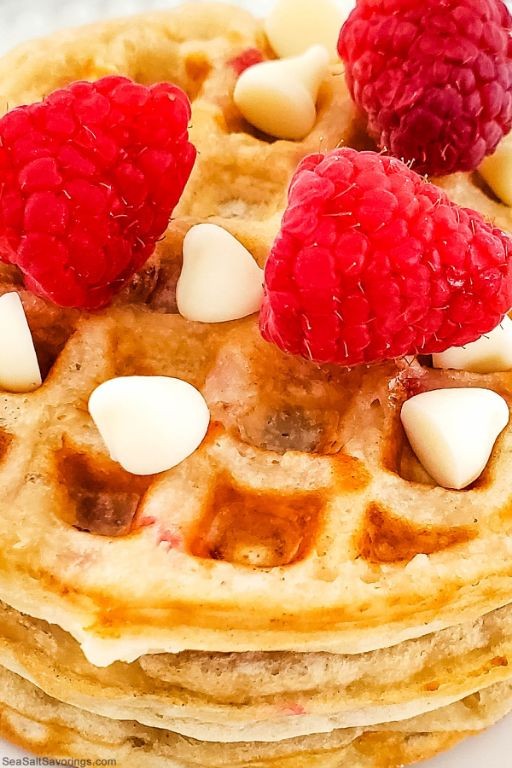 Raspberry and White Chocolate Stuffed Waffles