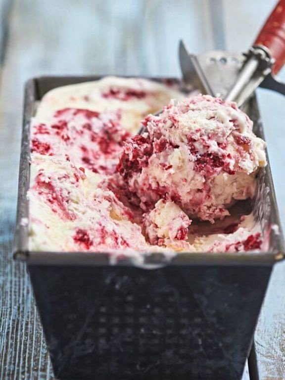 Raspberry condensed milk ice cream