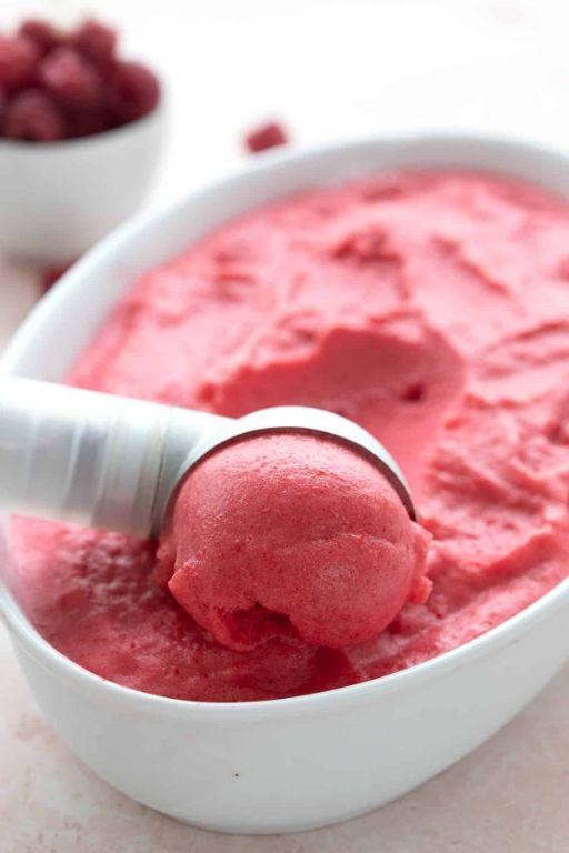 Raspberry stevia sorbet