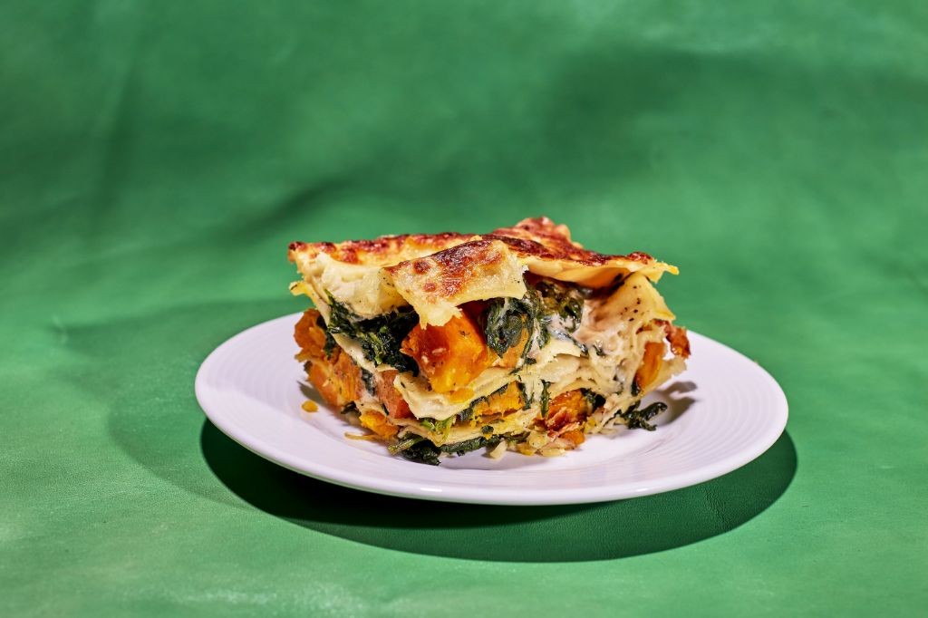 Red Kuri Squash and Spinach Lasagna