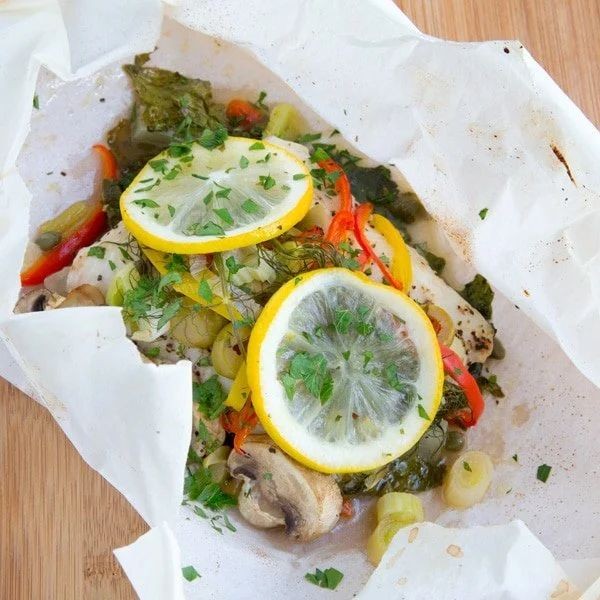 Red Snapper Fillet en Papillote with Lemon and Herbs