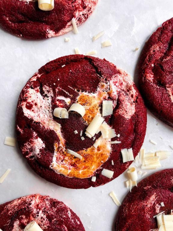 Red Velvet Cookies Stuffed with Marshmallow Fluff