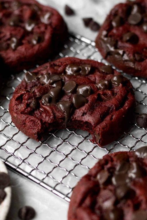 Red Velvet Cookies with a Dark Chocolate Ganache