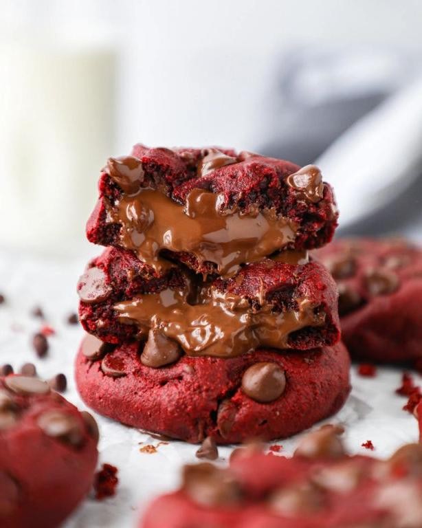 Red Velvet Cookies with a Nutella Center
