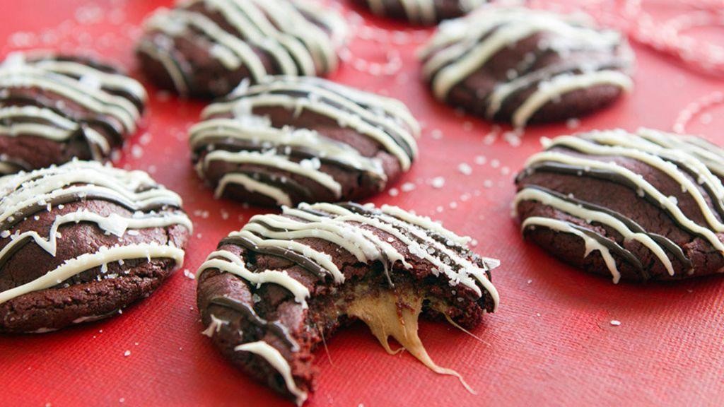 Red Velvet Cookies with a Salted Caramel Drizzle