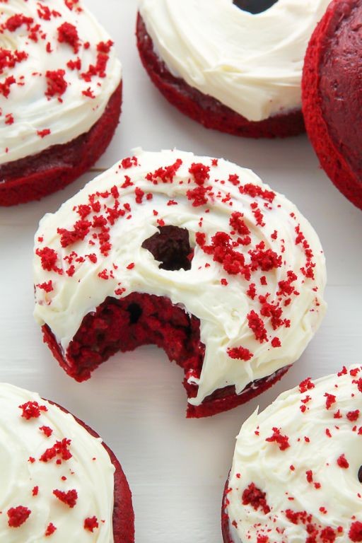Red Velvet Mini Donuts with Cream Cheese Glaze
