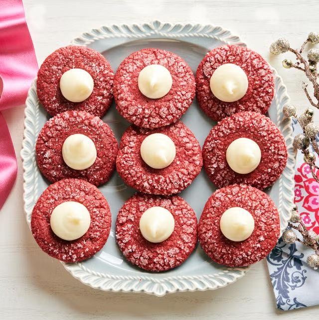 Red Velvet Thumbprint Cookies with Raspberry Filling