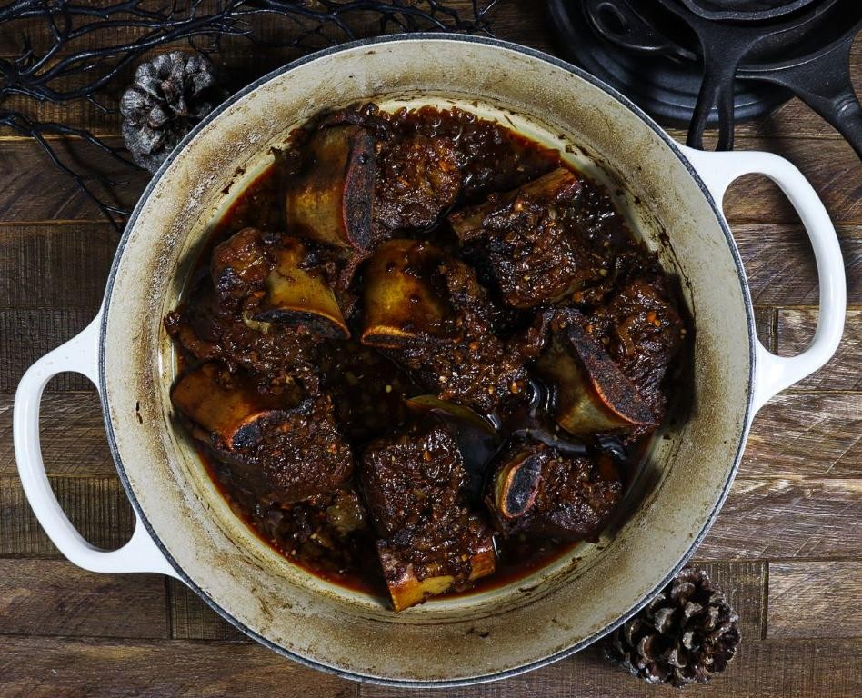 Rhubarb and Balsamic Braised Short Ribs