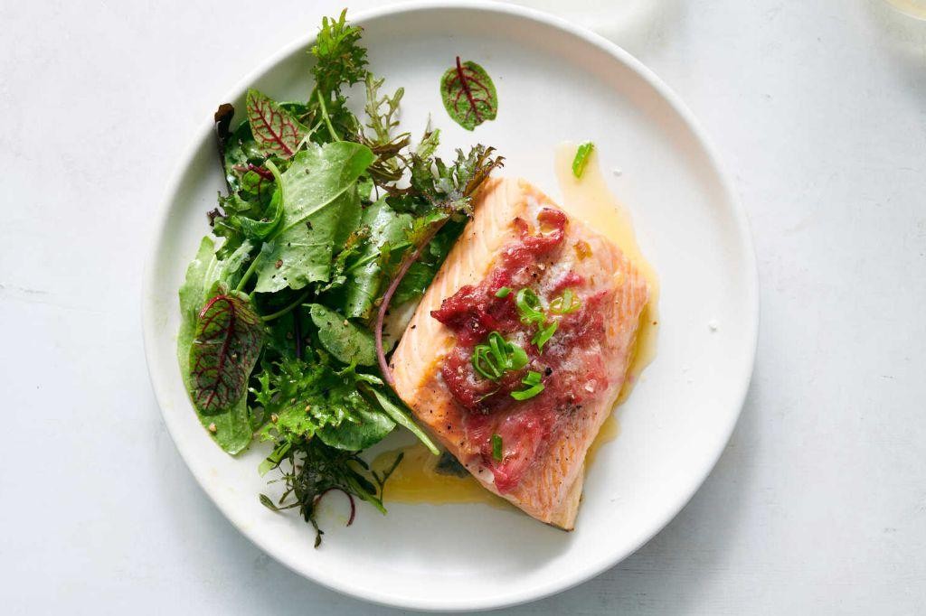 Rhubarb and Black Pepper Glazed Salmon