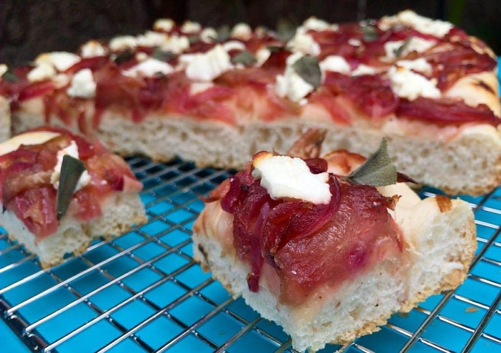 Rhubarb and Caramelized Onion Flatbread