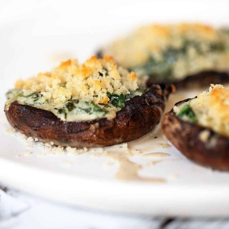 Rhubarb and Spinach Stuffed Portobello Mushrooms