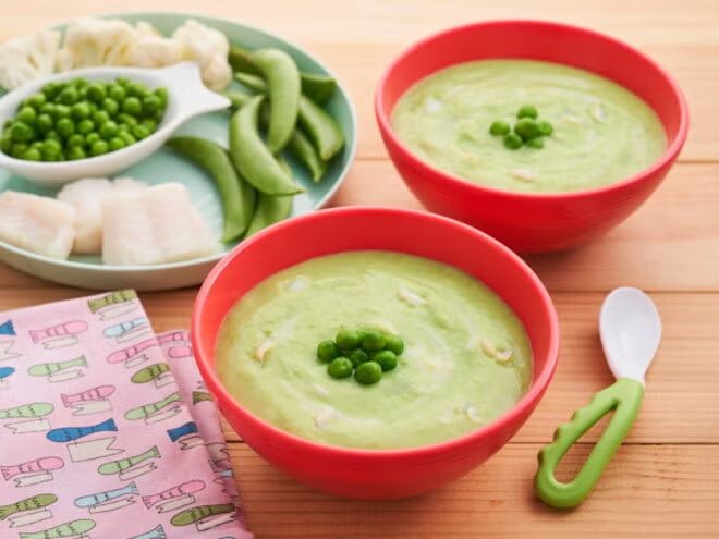 Rice Cereal with Spinach and Peas