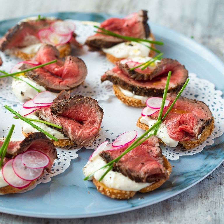 Roast Beef and Horseradish Crostini