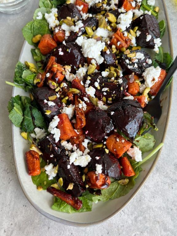 Roasted Beet and Carrot Breakfast Salad