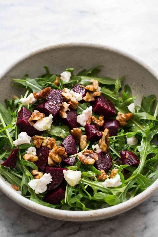 Roasted Beet and Goat Cheese Arugula Salad