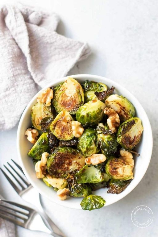 Roasted Brussels Sprouts with Walnuts and Balsamic Glaze