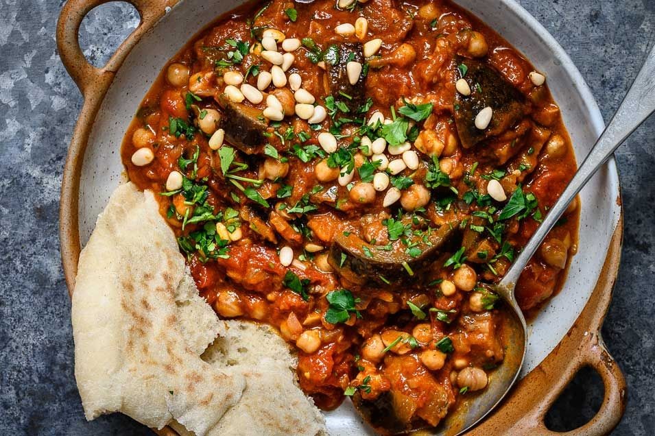 Roasted Eggplant and Chickpea Stew
