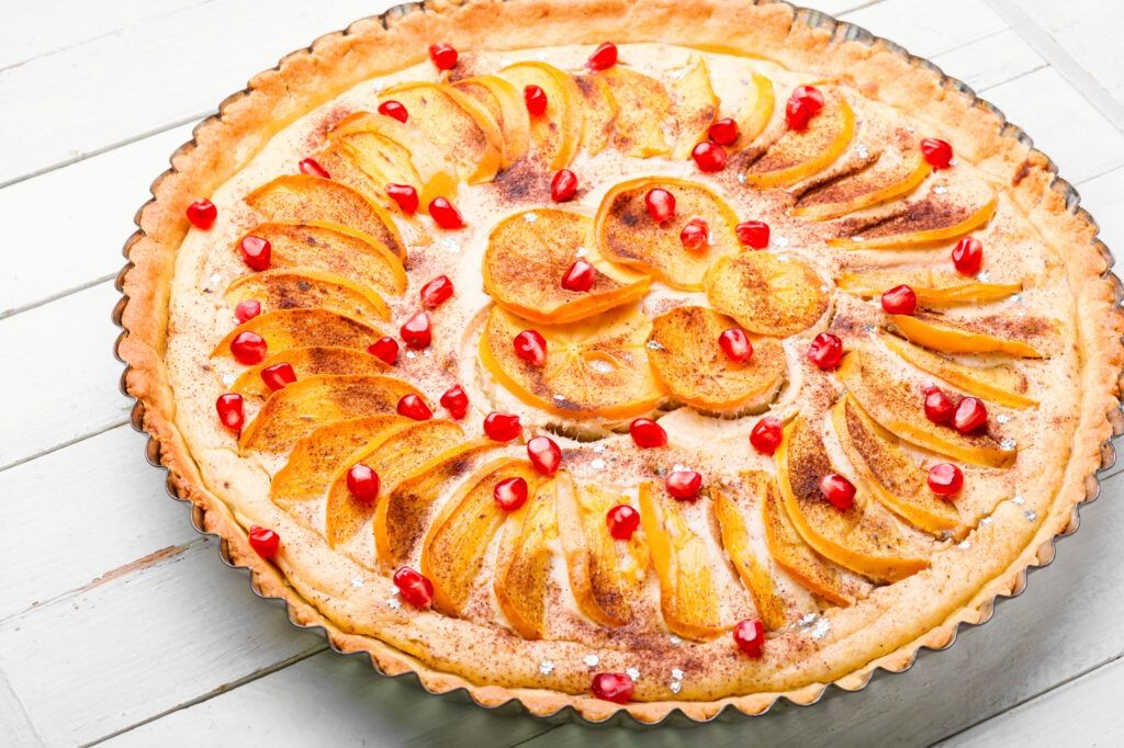 Roasted Persimmon Tart with Honey Drizzle
