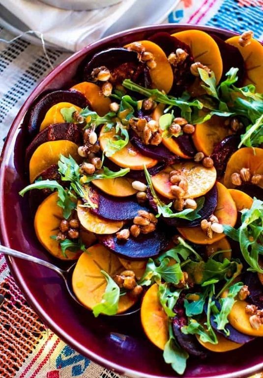 Roasted Persimmon and Beet Salad