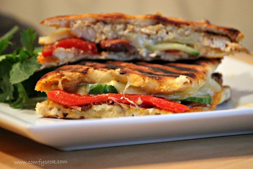 Roasted Red Pepper Chicken Hummus Sandwich