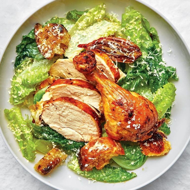 Roasted Vegetable Chicken Caesar Salad