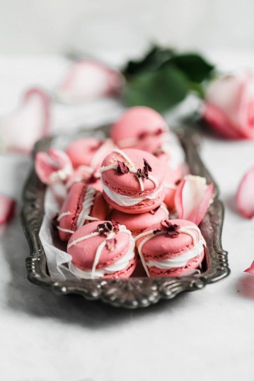 Rosewater Macarons with Raspberry Filling