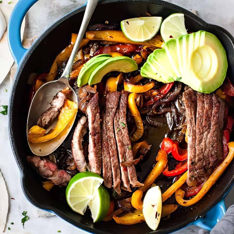 Round Steak Fajitas with Lime Crema