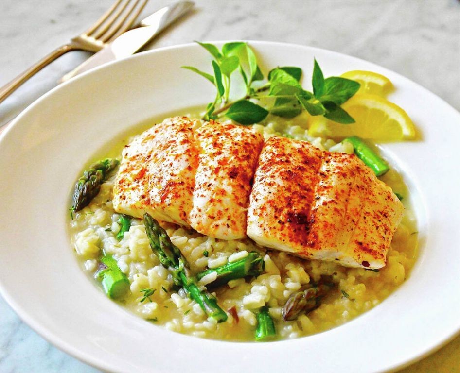 Sablefish and Asparagus Risotto