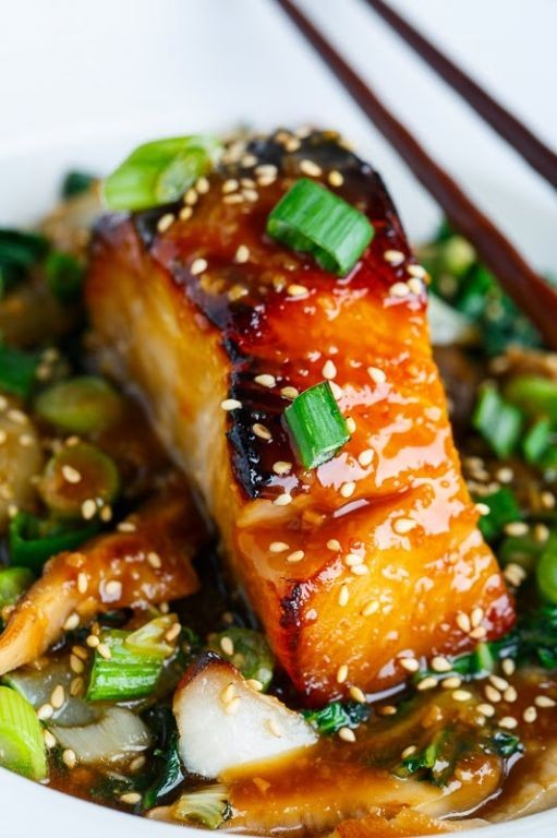 Sablefish with Caramelized Onions and Mushrooms