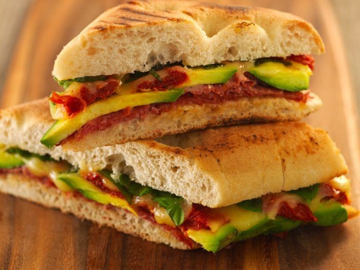 Salami and Avocado Club Sandwich