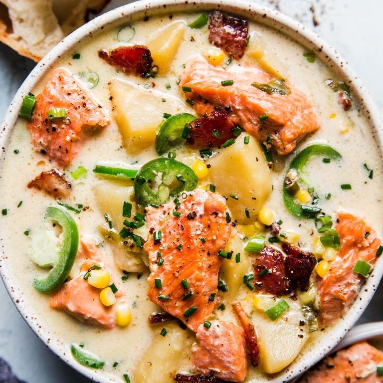 Salmon Moose Chowder with Creamy Broth