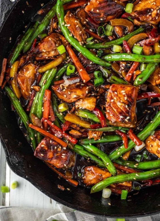 Salmon Moose Stir-Fry with Ginger Soy Sauce