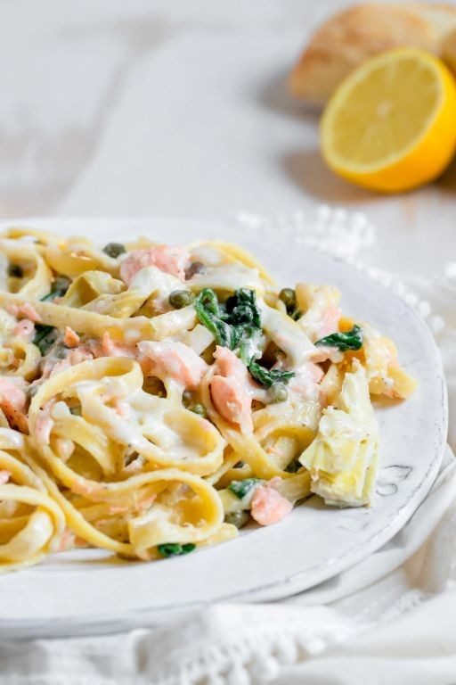 Salmon and Artichoke Pasta
