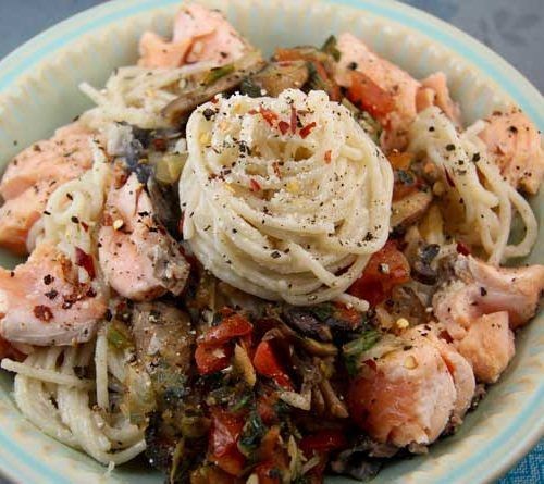 Salmon and Mushroom Pasta