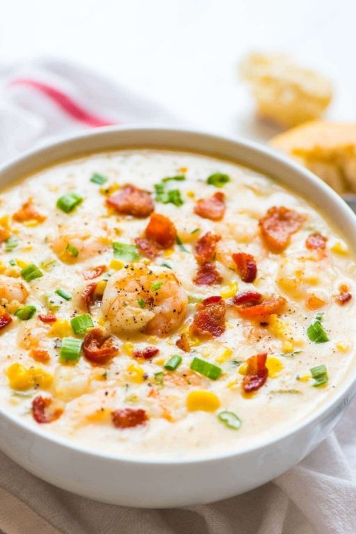 Salmon and Shrimp Chowder with Sweet Corn