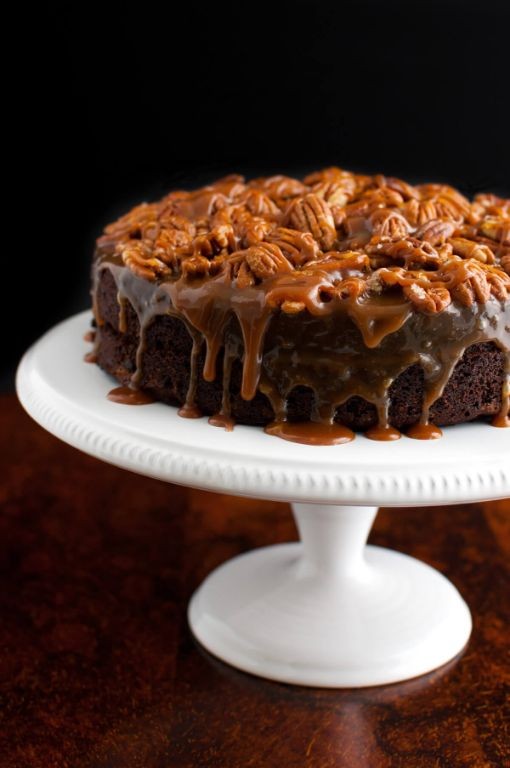 Salted Caramel Pecan Volcano Cake
