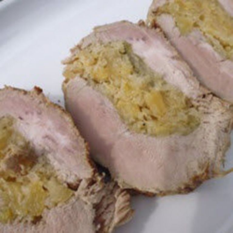 Sauerkraut and Apple Stuffed Pork Loin