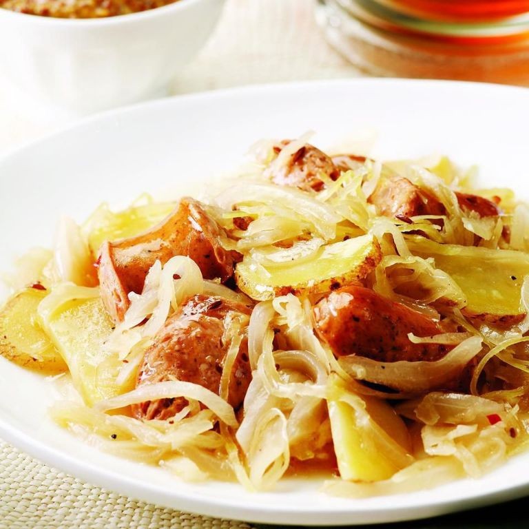Sauerkraut and Chicken Sausage Stir-Fry